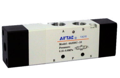 AIRTAC CONTROL VALVE, 4A3 SERIES, DOUBLE SOLENOID&lt;BR&gt;4 WAY 2 POSITION AIR PILOTED, 1/4&quot;NPT, NONE